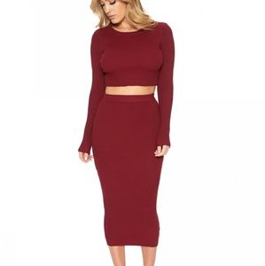 Naked Wardrobe Two Piece Midi Skirt Set - Small